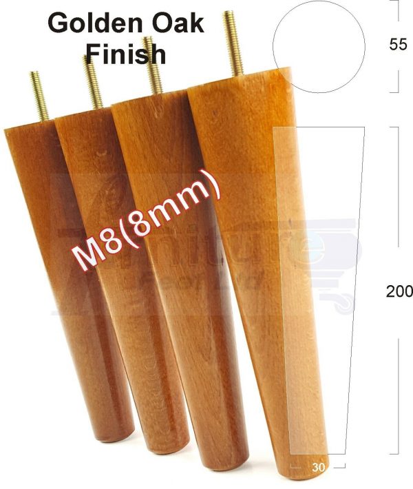 4x WOOD REPLACEMENT FURNITURE CHAIR LEG M8(8mm) TAPERED SETTEE FEET 200mm HIGH - Image 22