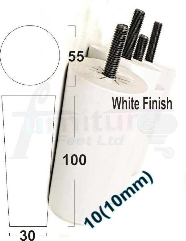 4x WOOD REPLACEMENT FURNITURE CHAIR LEGS M10(10mm) SOFA - SETTEE FEET 100mm HIGH - Image 33