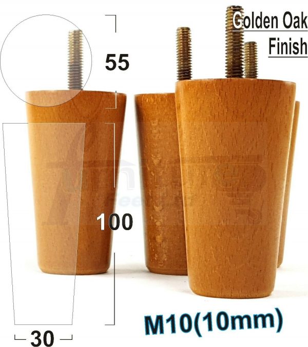 4x WOOD REPLACEMENT FURNITURE CHAIR LEGS M10(10mm) SOFA - SETTEE FEET 100mm HIGH - Image 22