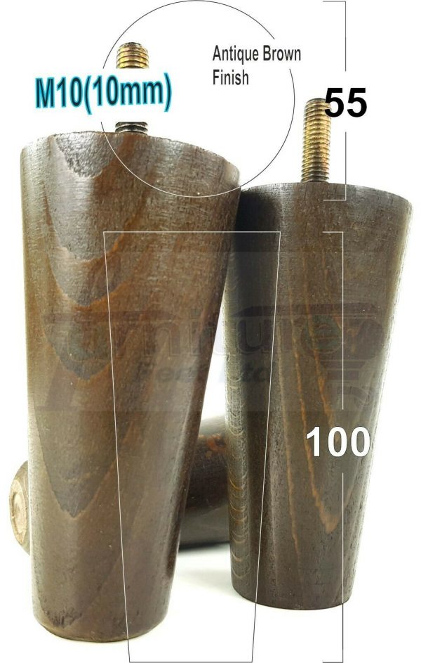 4x WOOD REPLACEMENT FURNITURE CHAIR LEGS M10(10mm) SOFA - SETTEE FEET 100mm HIGH - Image 13