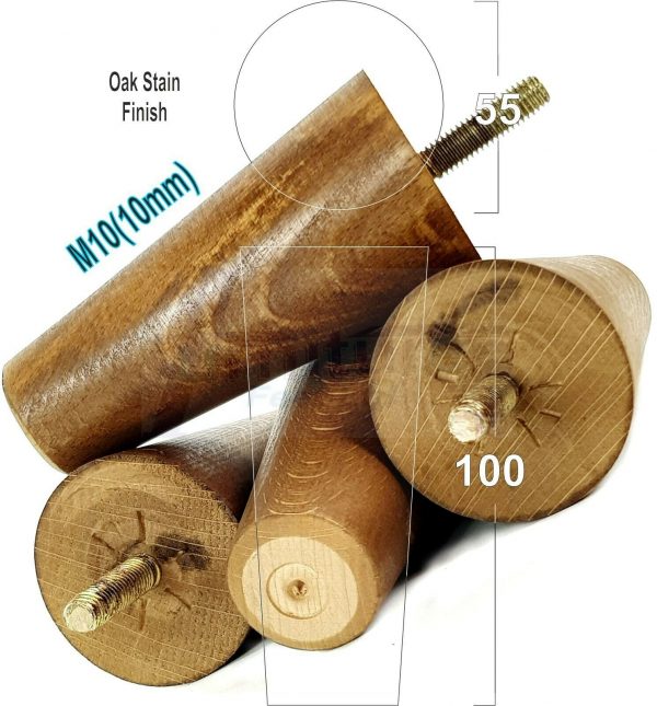 4x WOOD REPLACEMENT FURNITURE CHAIR LEGS M10(10mm) SOFA - SETTEE FEET 100mm HIGH - Image 29