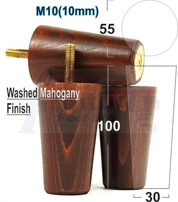 4x WOOD REPLACEMENT FURNITURE CHAIR LEGS M10(10mm) SOFA - SETTEE FEET 100mm HIGH - Image 24