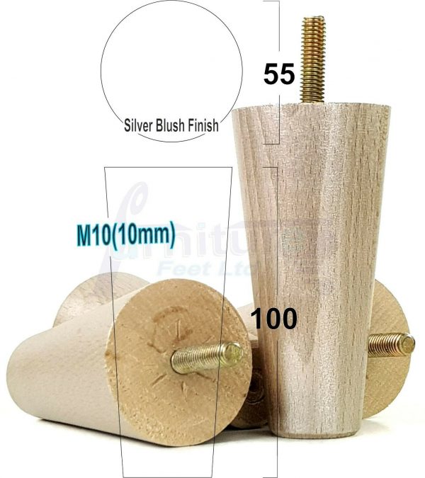4x WOOD REPLACEMENT FURNITURE CHAIR LEGS M10(10mm) SOFA - SETTEE FEET 100mm HIGH - Image 17