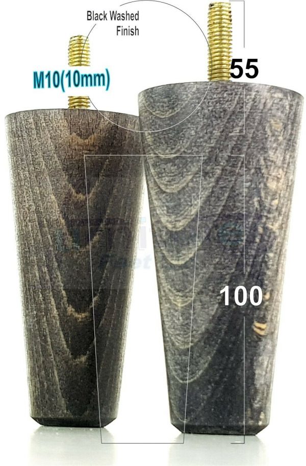 4x WOOD REPLACEMENT FURNITURE CHAIR LEGS M10(10mm) SOFA - SETTEE FEET 100mm HIGH - Image 16