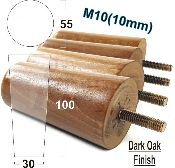 4x WOOD REPLACEMENT FURNITURE CHAIR LEGS M10(10mm) SOFA - SETTEE FEET 100mm HIGH - Image 18
