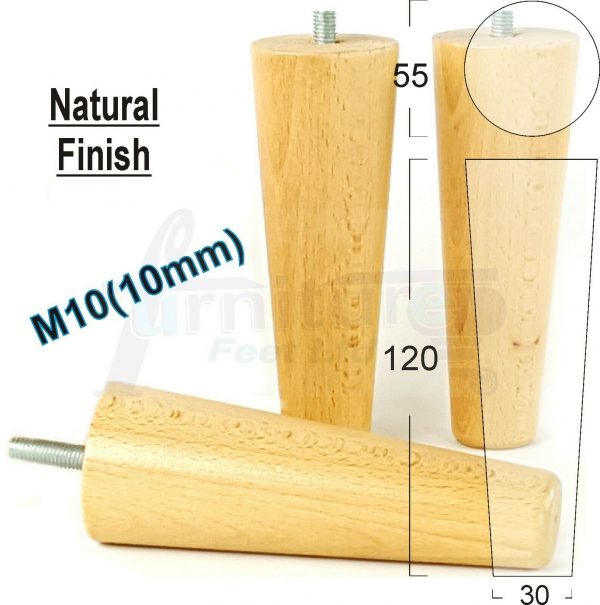 4x WOOD REPLACEMENT FURNITURE CHAIR LEGS M10(10mm) SOFA - SETTEE FEET 120mm HIGH - Image 25