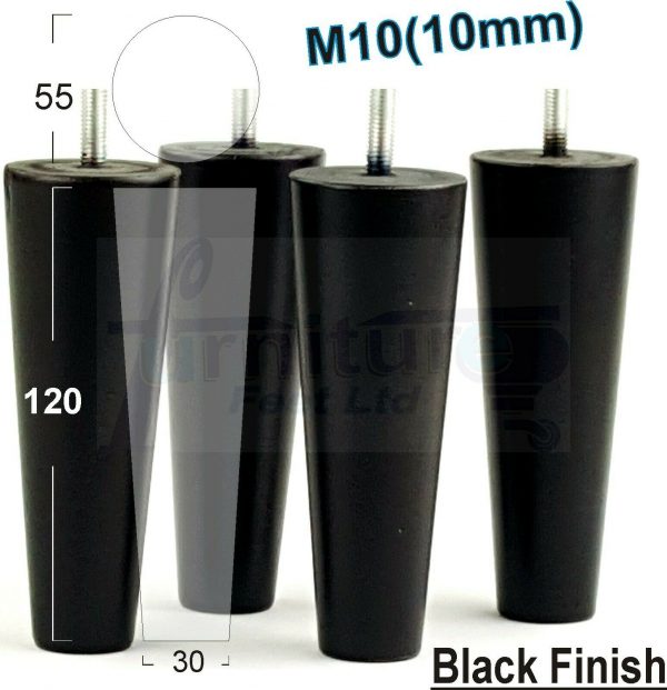 4x WOOD REPLACEMENT FURNITURE CHAIR LEGS M10(10mm) SOFA - SETTEE FEET 120mm HIGH - Image 15
