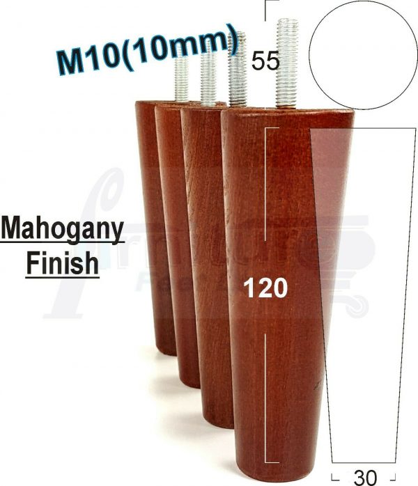 4x WOOD REPLACEMENT FURNITURE CHAIR LEGS M10(10mm) SOFA - SETTEE FEET 120mm HIGH - Image 22