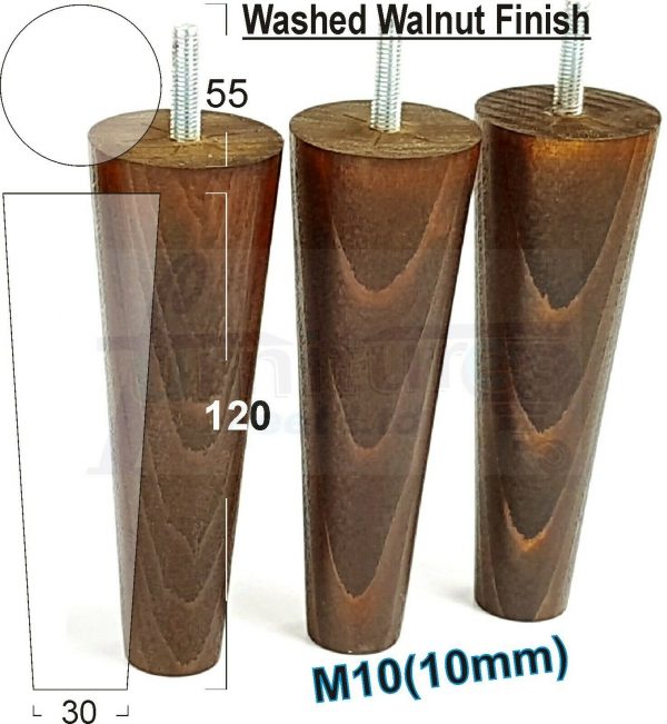 4x WOOD REPLACEMENT FURNITURE CHAIR LEGS M10(10mm) SOFA - SETTEE FEET 120mm HIGH - Image 19