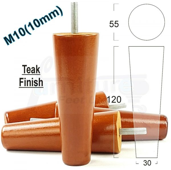 4x WOOD REPLACEMENT FURNITURE CHAIR LEGS M10(10mm) SOFA - SETTEE FEET 120mm HIGH - Image 32