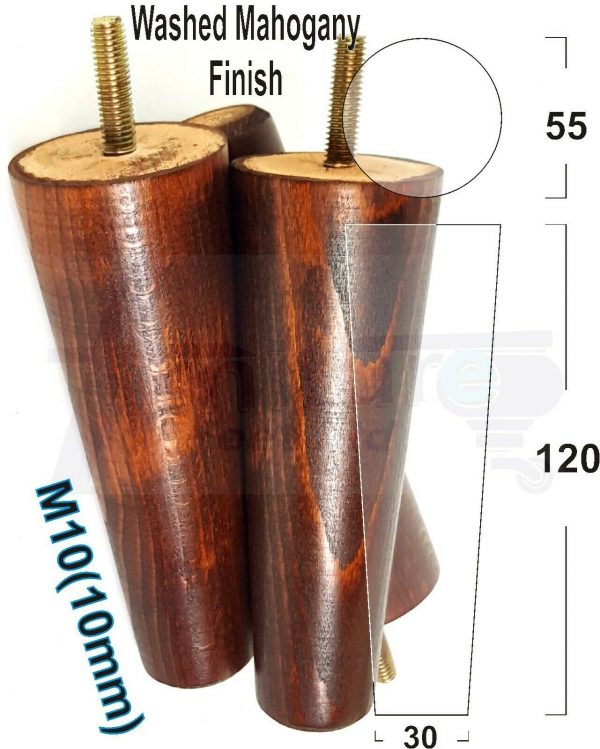 4x WOOD REPLACEMENT FURNITURE CHAIR LEGS M10(10mm) SOFA - SETTEE FEET 120mm HIGH - Image 23
