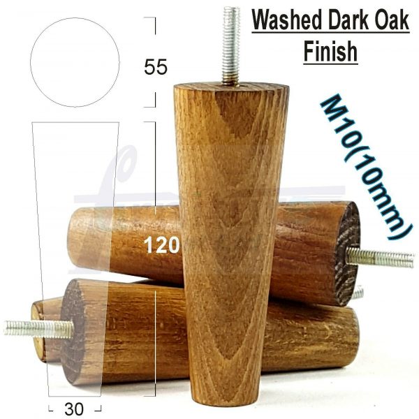 4x WOOD REPLACEMENT FURNITURE CHAIR LEGS M10(10mm) SOFA - SETTEE FEET 120mm HIGH - Image 18