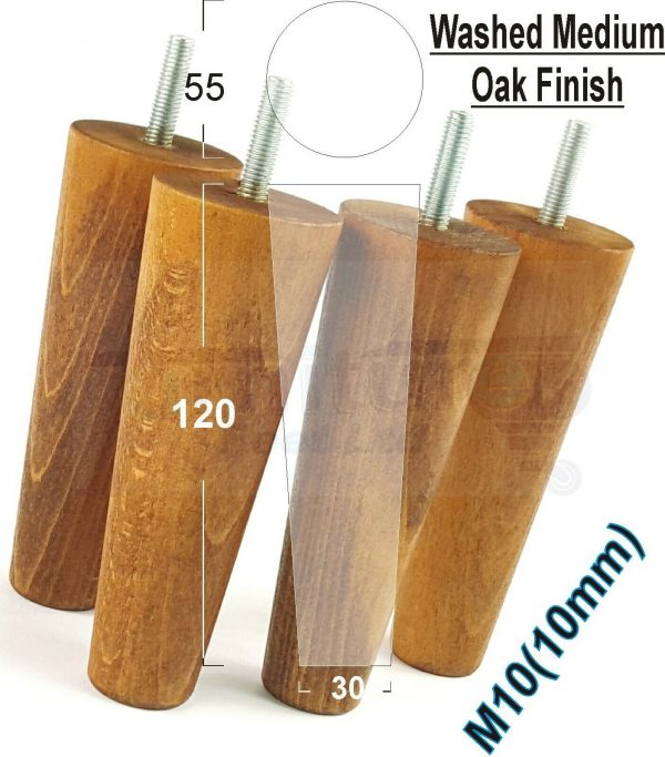 4x WOOD REPLACEMENT FURNITURE CHAIR LEGS M10(10mm) SOFA - SETTEE FEET 120mm HIGH - Image 24