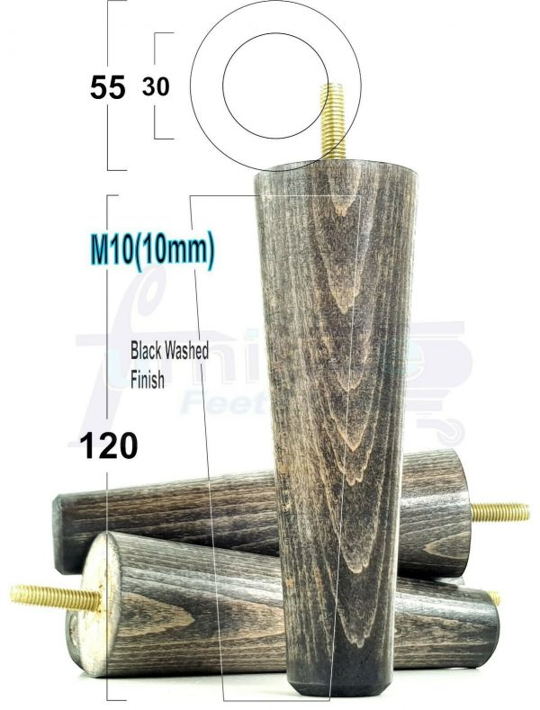 4x WOOD REPLACEMENT FURNITURE CHAIR LEGS M10(10mm) SOFA - SETTEE FEET 120mm HIGH - Image 16