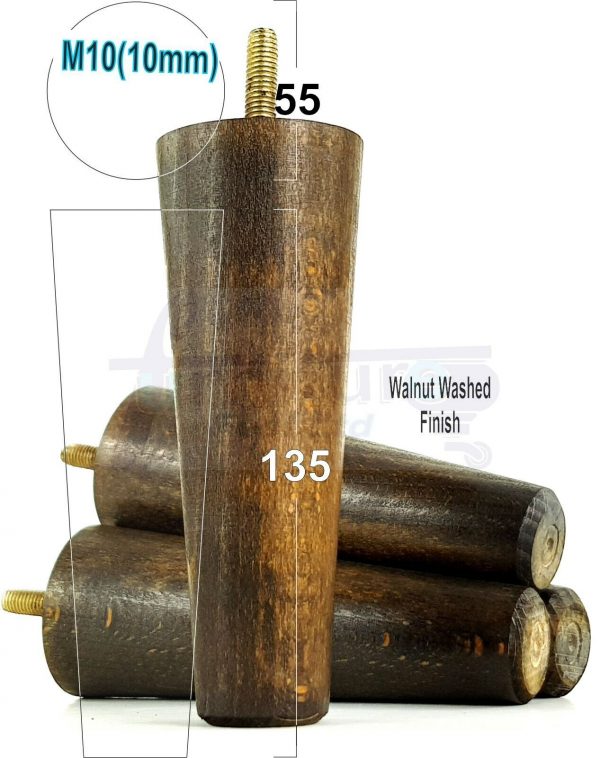 4x WOOD REPLACEMENT FURNITURE CHAIR LEGS M10(10mm) SOFA - SETTEE FEET 135mm HIGH - Image 20