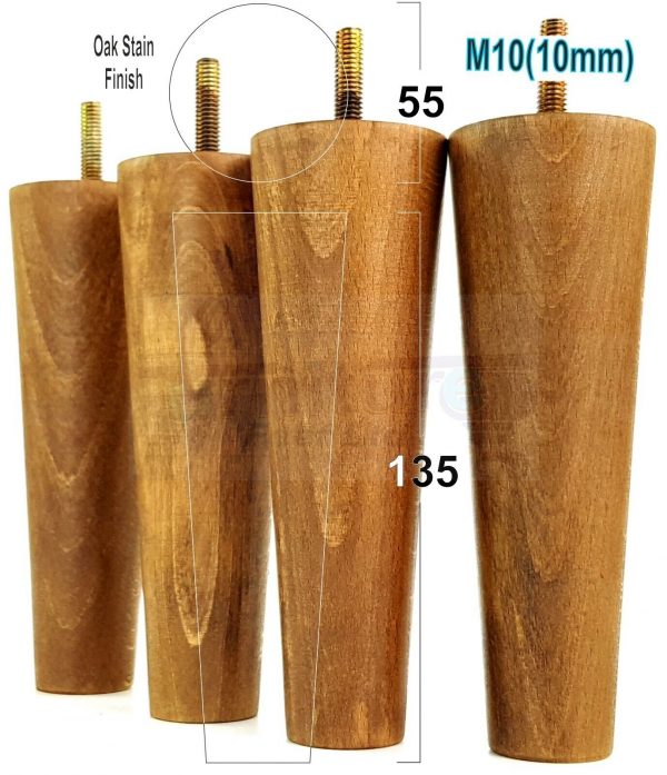 4x WOOD REPLACEMENT FURNITURE CHAIR LEGS M10(10mm) SOFA - SETTEE FEET 135mm HIGH - Image 30