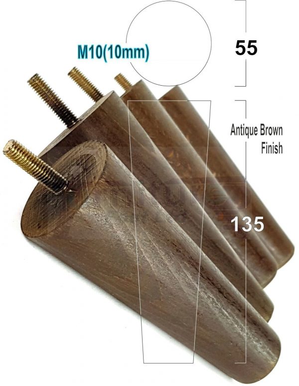 4x WOOD REPLACEMENT FURNITURE CHAIR LEGS M10(10mm) SOFA - SETTEE FEET 135mm HIGH - Image 13