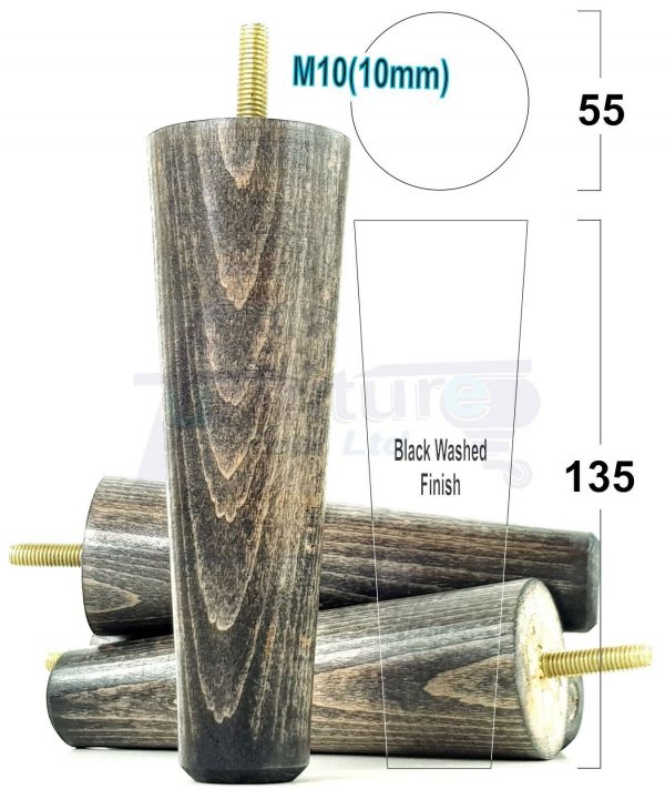 4x WOOD REPLACEMENT FURNITURE CHAIR LEGS M10(10mm) SOFA - SETTEE FEET 135mm HIGH - Image 16