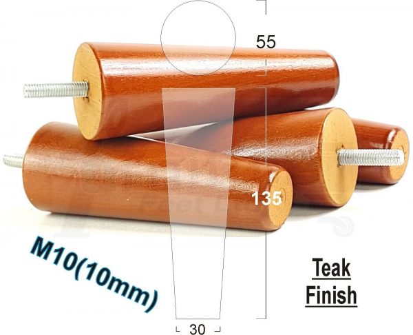 4x WOOD REPLACEMENT FURNITURE CHAIR LEGS M10(10mm) SOFA - SETTEE FEET 135mm HIGH - Image 33