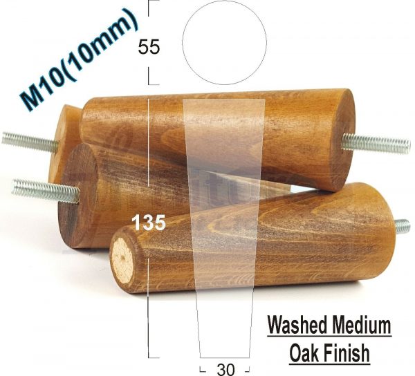 4x WOOD REPLACEMENT FURNITURE CHAIR LEGS M10(10mm) SOFA - SETTEE FEET 135mm HIGH - Image 25