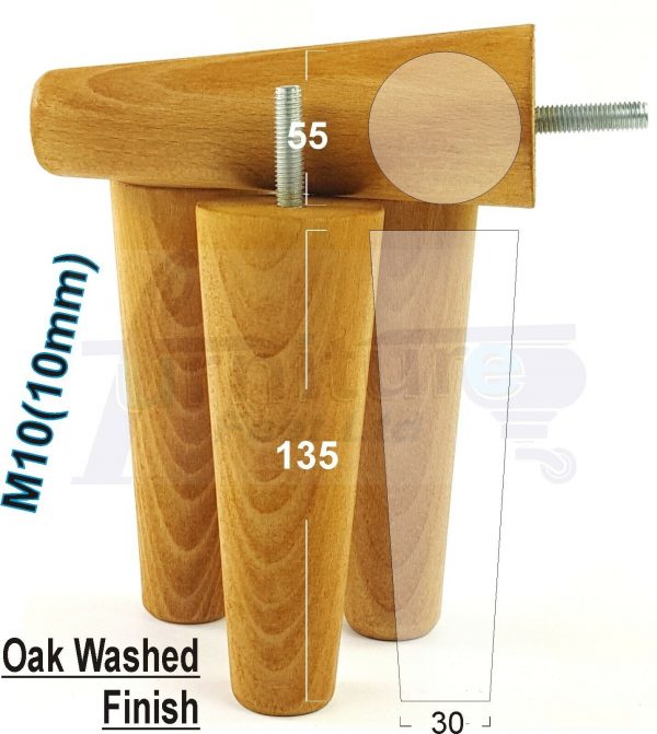 4x WOOD REPLACEMENT FURNITURE CHAIR LEGS M10(10mm) SOFA - SETTEE FEET 135mm HIGH - Image 29