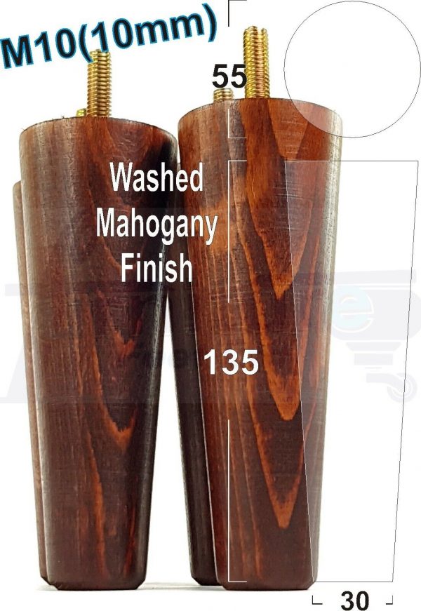 4x WOOD REPLACEMENT FURNITURE CHAIR LEGS M10(10mm) SOFA - SETTEE FEET 135mm HIGH - Image 24