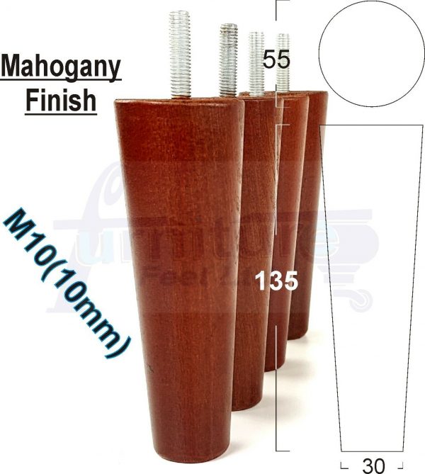 4x WOOD REPLACEMENT FURNITURE CHAIR LEGS M10(10mm) SOFA - SETTEE FEET 135mm HIGH - Image 23