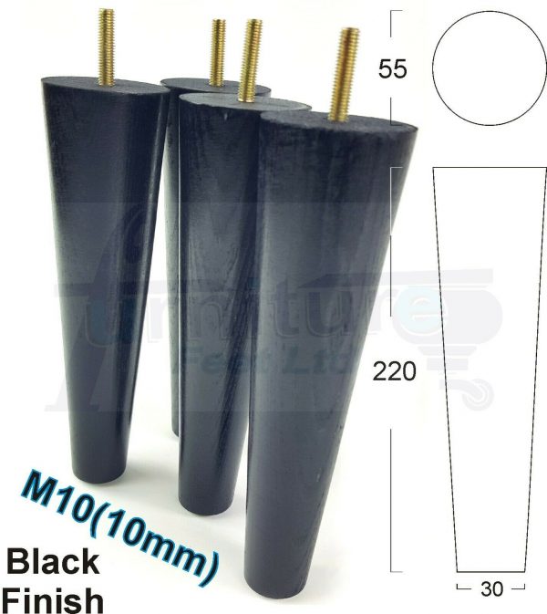 4x WOOD REPLACEMENT FURNITURE CHAIR LEGS M10(10mm) SOFA - SETTEE FEET 220mm HIGH - Image 15