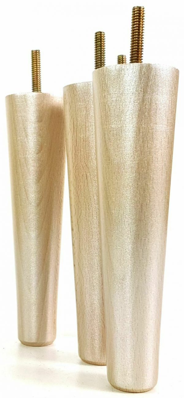 4x WOOD REPLACEMENT FURNITURE CHAIR LEGS M10(10mm) SOFA - SETTEE FEET 220mm HIGH - Image 17