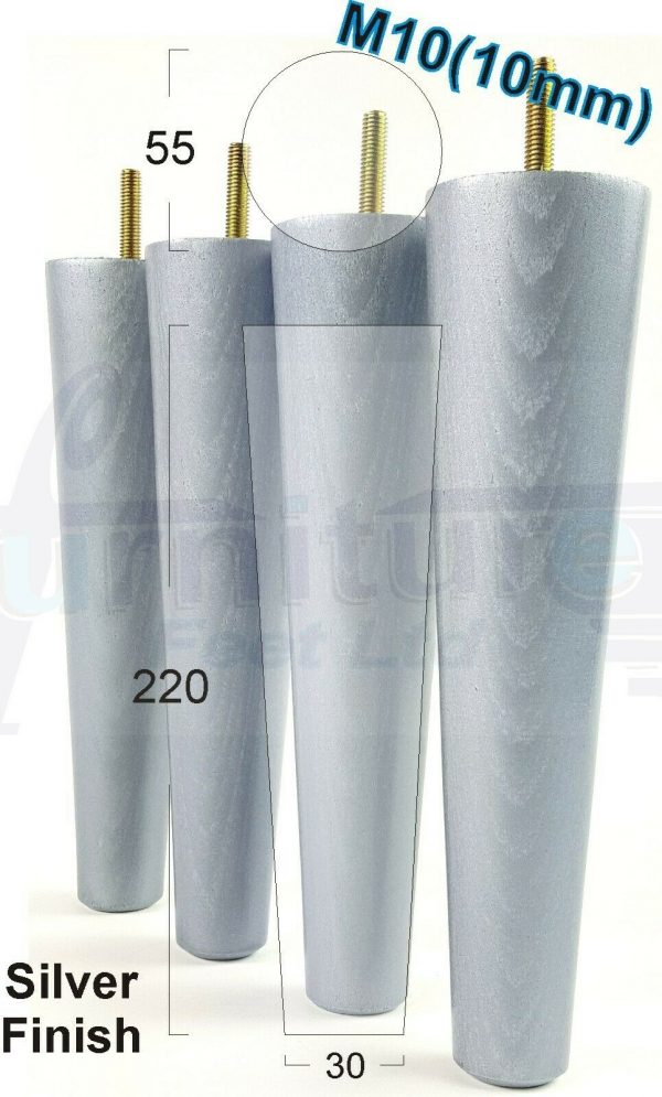 4x WOOD REPLACEMENT FURNITURE CHAIR LEGS M10(10mm) SOFA - SETTEE FEET 220mm HIGH - Image 30