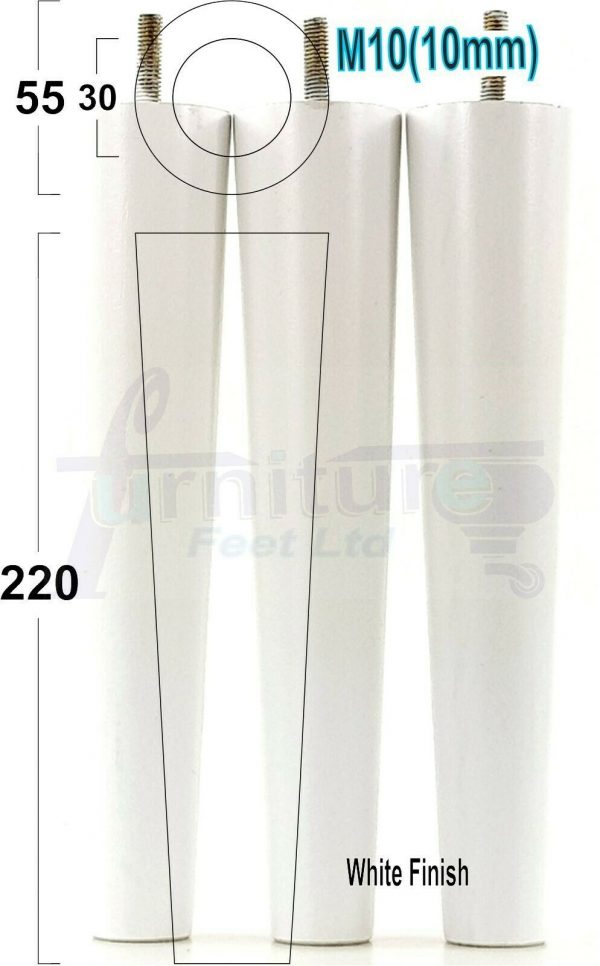 4x WOOD REPLACEMENT FURNITURE CHAIR LEGS M10(10mm) SOFA - SETTEE FEET 220mm HIGH - Image 33