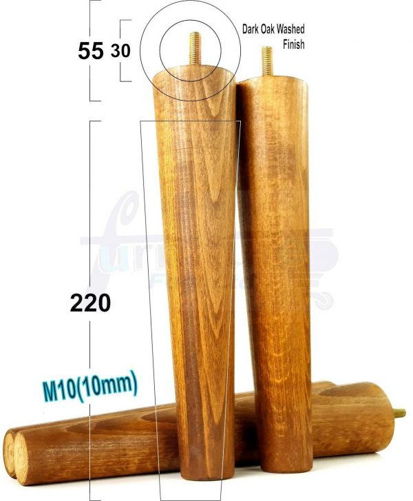 4x WOOD REPLACEMENT FURNITURE CHAIR LEGS M10(10mm) SOFA - SETTEE FEET 220mm HIGH - Image 19