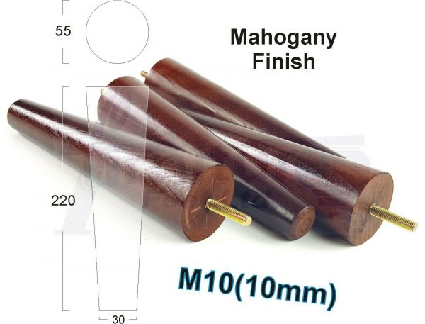 4x WOOD REPLACEMENT FURNITURE CHAIR LEGS M10(10mm) SOFA - SETTEE FEET 220mm HIGH - Image 23
