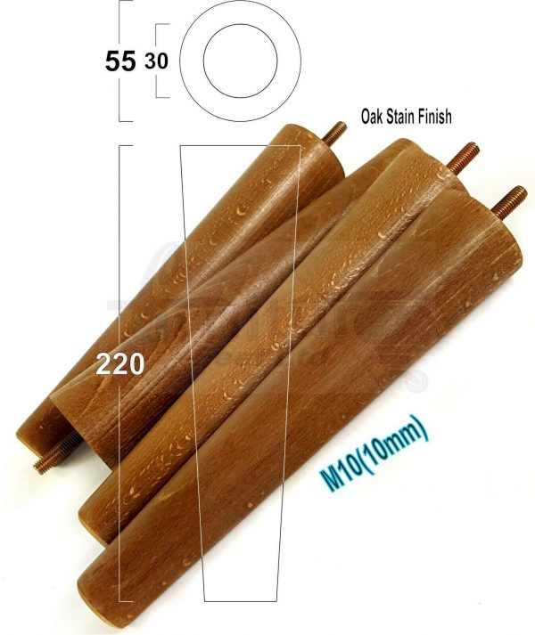 4x WOOD REPLACEMENT FURNITURE CHAIR LEGS M10(10mm) SOFA - SETTEE FEET 220mm HIGH - Image 29