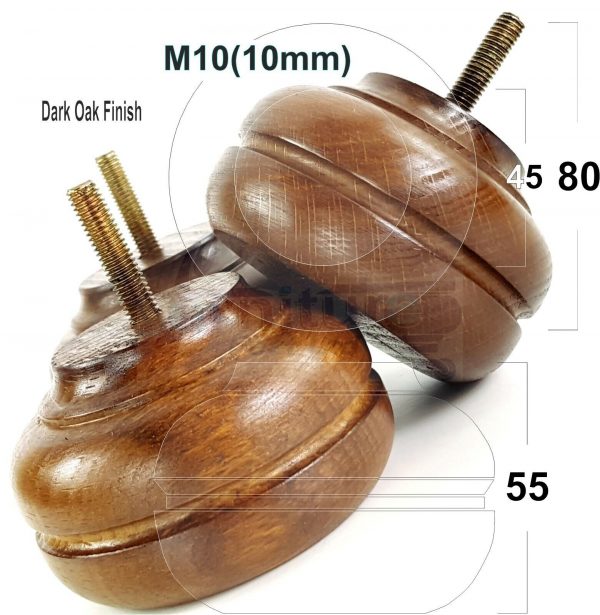 4x WOOD REPLACEMENT FURNITURE CHAIR LEGS M10(10mm) SOFA - SETTEE FEET 55mm HIGH - Image 15