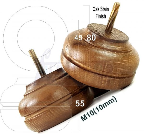 4x WOOD REPLACEMENT FURNITURE CHAIR LEGS M10(10mm) SOFA - SETTEE FEET 55mm HIGH - Image 26
