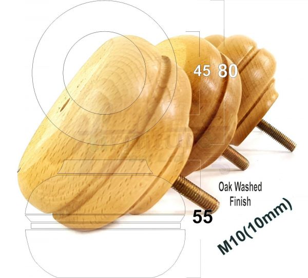 4x WOOD REPLACEMENT FURNITURE CHAIR LEGS M10(10mm) SOFA - SETTEE FEET 55mm HIGH - Image 25