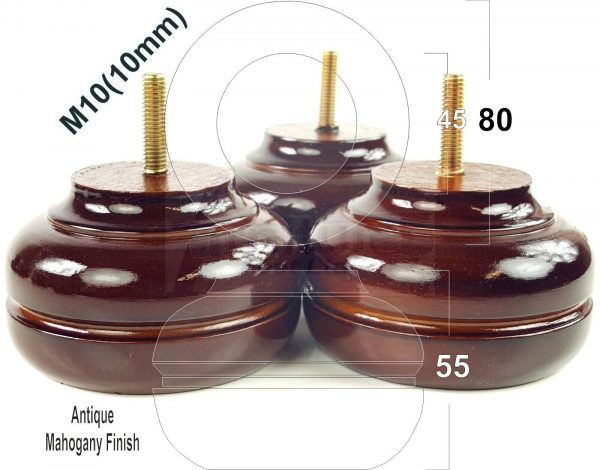 4x WOOD REPLACEMENT FURNITURE CHAIR LEGS M10(10mm) SOFA - SETTEE FEET 55mm HIGH - Image 31