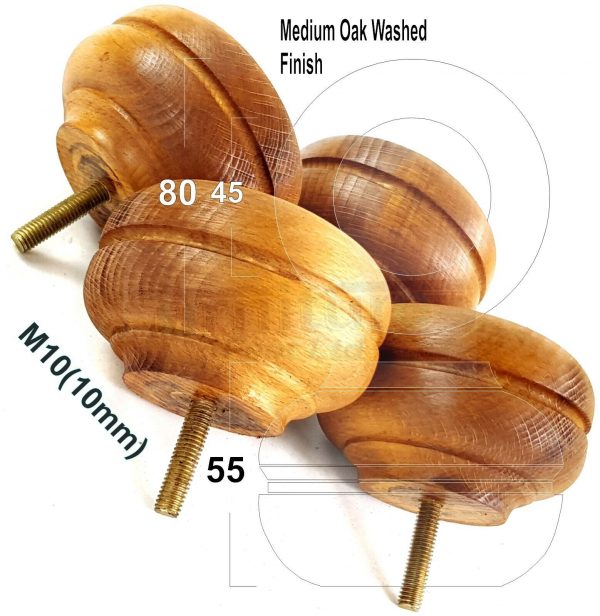 4x WOOD REPLACEMENT FURNITURE CHAIR LEGS M10(10mm) SOFA - SETTEE FEET 55mm HIGH - Image 21