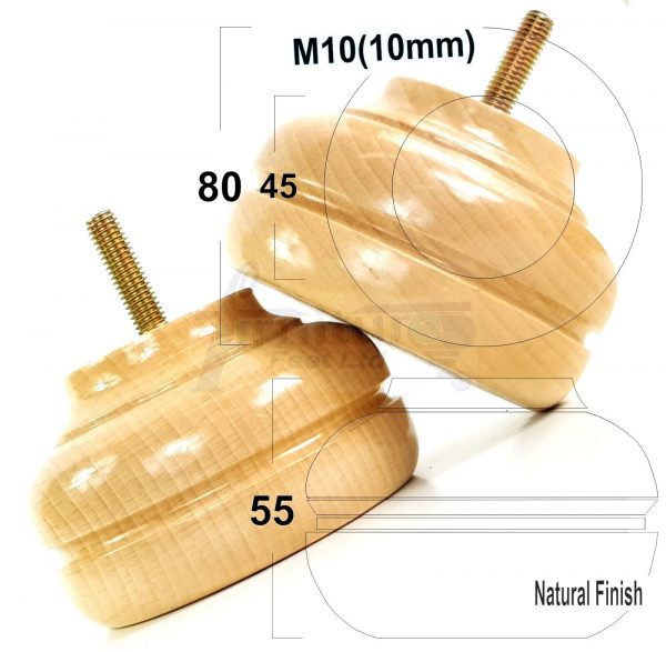 4x WOOD REPLACEMENT FURNITURE CHAIR LEGS M10(10mm) SOFA - SETTEE FEET 55mm HIGH - Image 22