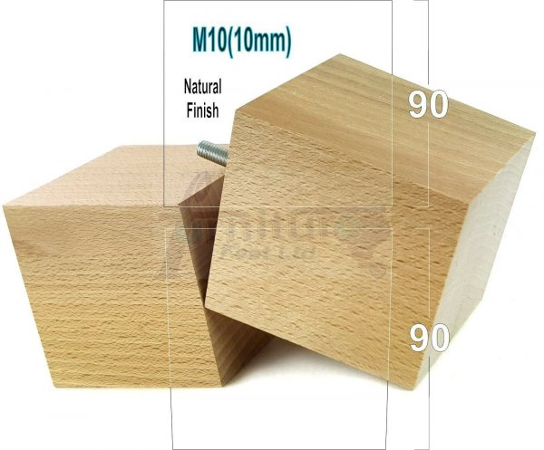 4x WOOD REPLACEMENT FURNITURE CHAIR LEGS M10(10mm) SOFA - SETTEE FEET 90mm HIGH - Image 19