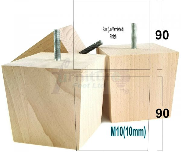 4x WOOD REPLACEMENT FURNITURE CHAIR LEGS M10(10mm) SOFA - SETTEE FEET 90mm HIGH - Image 23