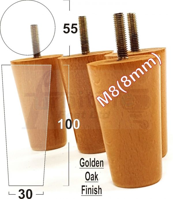 4x WOOD REPLACEMENT FURNITURE CHAIR LEGS M8(8mm) SOFA - SETTEE FEET 100mm HIGH - Image 22