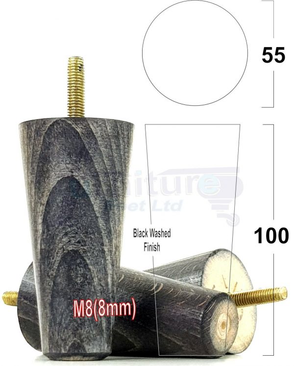 4x WOOD REPLACEMENT FURNITURE CHAIR LEGS M8(8mm) SOFA - SETTEE FEET 100mm HIGH - Image 16