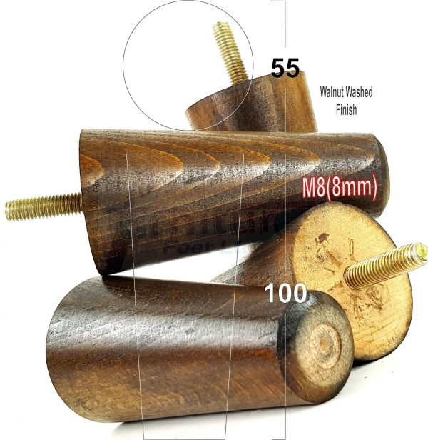 4x WOOD REPLACEMENT FURNITURE CHAIR LEGS M8(8mm) SOFA - SETTEE FEET 100mm HIGH - Image 20
