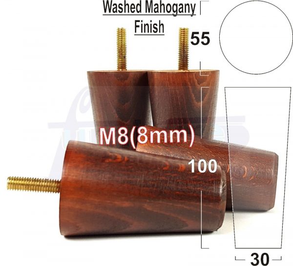 4x WOOD REPLACEMENT FURNITURE CHAIR LEGS M8(8mm) SOFA - SETTEE FEET 100mm HIGH - Image 24