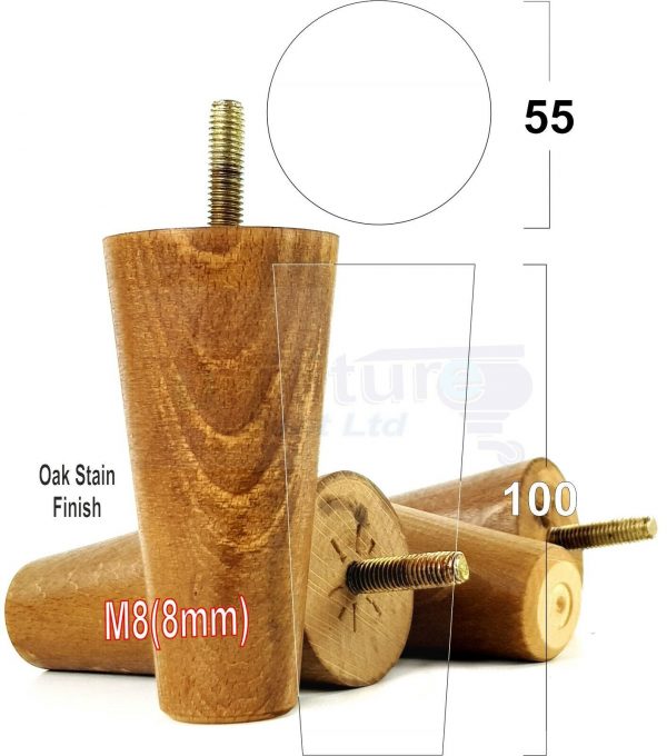 4x WOOD REPLACEMENT FURNITURE CHAIR LEGS M8(8mm) SOFA - SETTEE FEET 100mm HIGH - Image 29