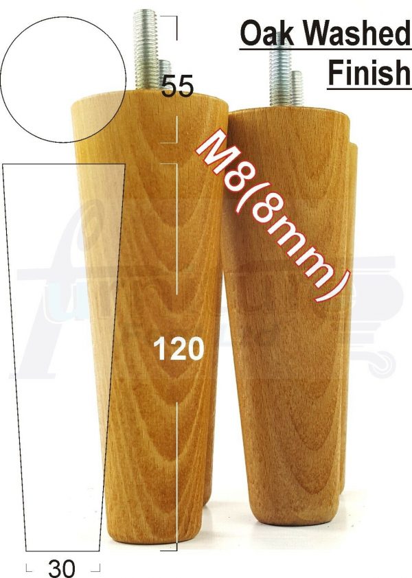 4x WOOD REPLACEMENT FURNITURE CHAIR LEGS M8(8mm) SOFA - SETTEE FEET 120mm HIGH - Image 28