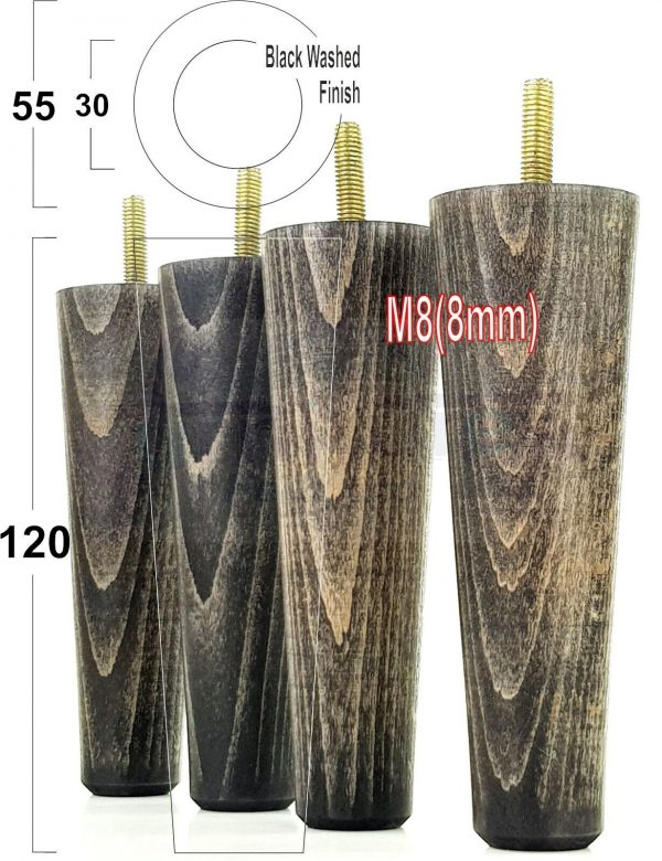 4x WOOD REPLACEMENT FURNITURE CHAIR LEGS M8(8mm) SOFA - SETTEE FEET 120mm HIGH - Image 16
