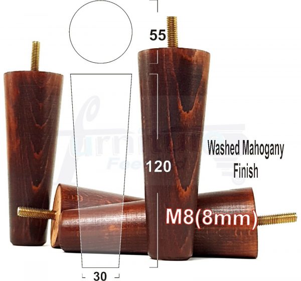 4x WOOD REPLACEMENT FURNITURE CHAIR LEGS M8(8mm) SOFA - SETTEE FEET 120mm HIGH - Image 23